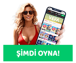 Youwin mobil ekranı ve plaj kıyafetli kadınla birlikte şimdi oyna butonu